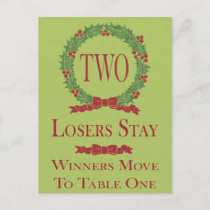 Postal Holly Wreath Bunco Table Card #2