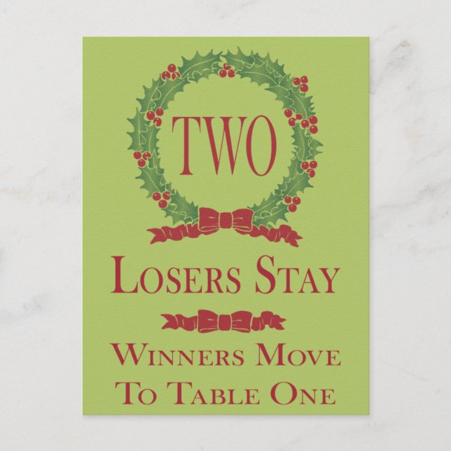 Postal Holly Wreath Bunco Table Card #2 (Anverso)