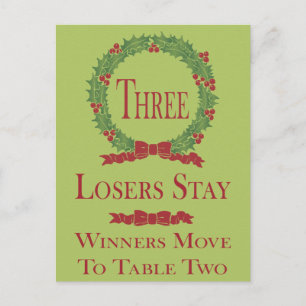 Postal Holly Wreath Bunco Table Card #3