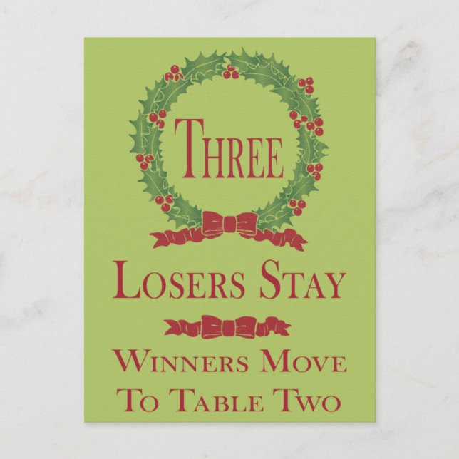 Postal Holly Wreath Bunco Table Card #3 (Anverso)