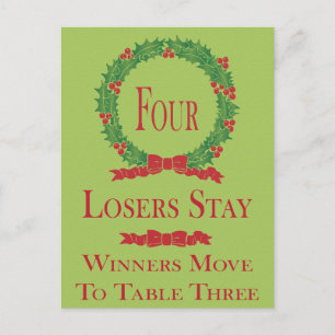 Postal Holly Wreath Bunco Table Card #4