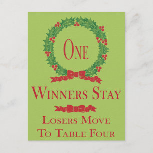 Postal Holly Wreath Navidades Bunco Table Card One