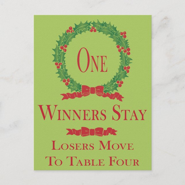 Postal Holly Wreath Navidades Bunco Table Card One (Anverso)