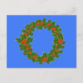 Postal Holly Wreath y Berries rojas para Navidades
