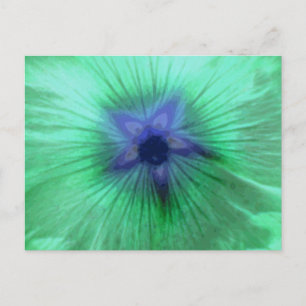 Postal Hollyhock Flor brillante Postcarta verde