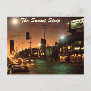 Postal Hollywood CA Sunset Strip 1960 Retro Vintage