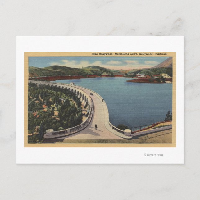 Postal Hollywood, CALake Hollywood y Mulholland Drive (Anverso)