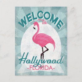 Postal Hollywood Florida Pink Flamingo Retro