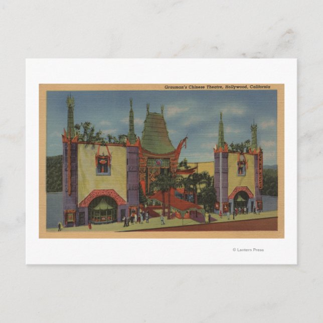 Postal Hollywood, la visión del teatro chino de CAGrauman (Anverso)