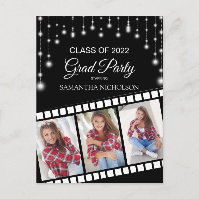 Postal Hollywood Reel 3 Photo Black Silver Graduación (Anverso)