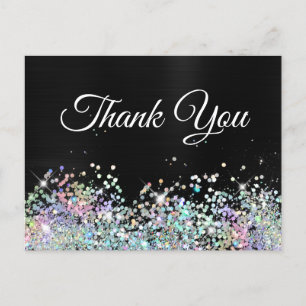 Postal Holo Brillo Negro Glitter Gracias Mujer
