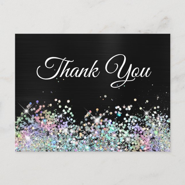 Postal Holo Brillo Negro Glitter Gracias Mujer (Anverso)