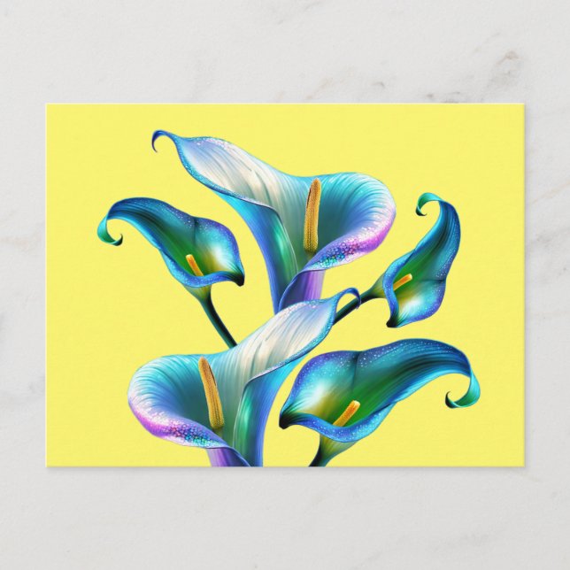 Postal Holografía azul irlandesa Calla Lilies (Anverso)
