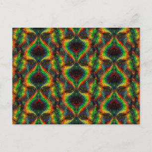 Postal Holográfico brillante Ilustración arcoiris hoja Pu