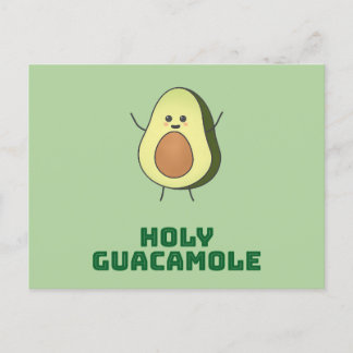Postal Holy guacamole - cute and happy kawaii avocado 