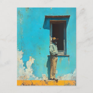 Postal Hombre a la sombra - Una escena cubana rústica