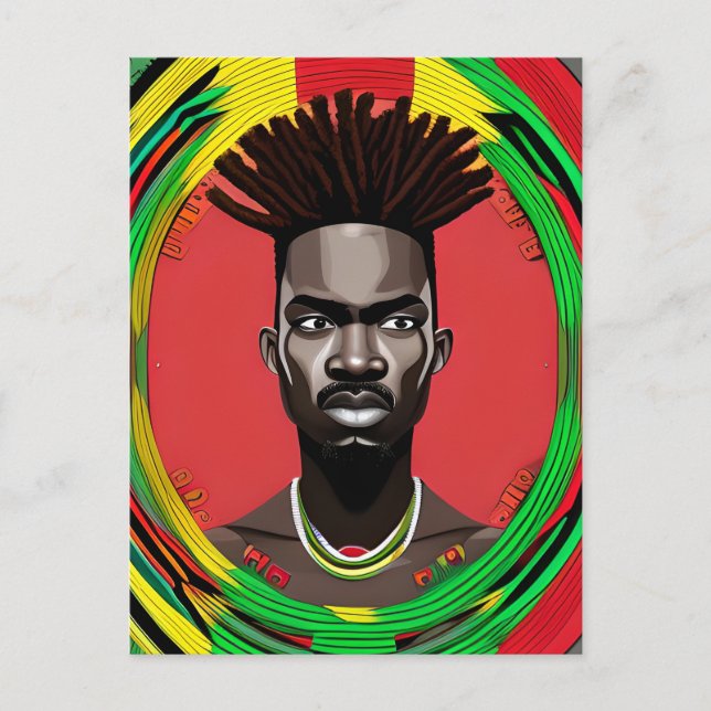 Postal Hombre afroamericano negro jocoso 11 rey (Anverso)