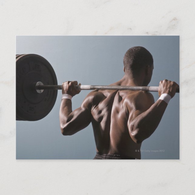 Postal Hombre afroamericano trabajando en el gimnasio 2 (Anverso)