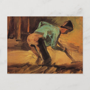 Postal Hombre agachado con bastón, azada por Vincent van