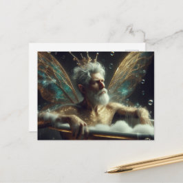 Postal Hombre anciano sexy y con pelo gris en la bañera