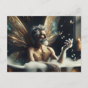 Postal Hombre anciano toma baño