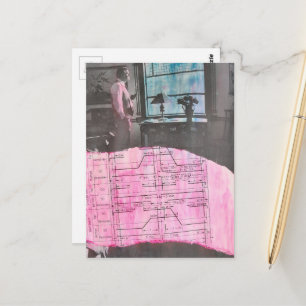 Postal Hombre Antiguo Pensando y Planeando Mira por la Ve