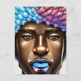 Postal Hombre azul Rey negro Melanin Bruh Hermano
