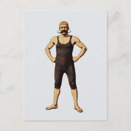 Postal Hombre bigote de manillar victoriano