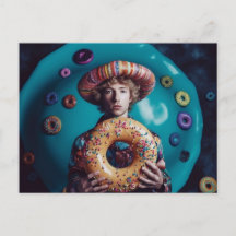 Hombre colorido con un donut