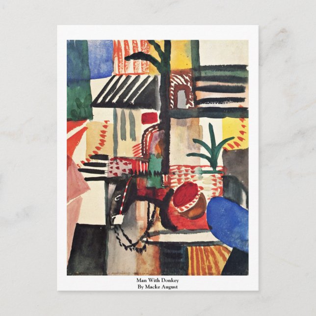 Postal Hombre Con Burro Por Macke August (Anverso)