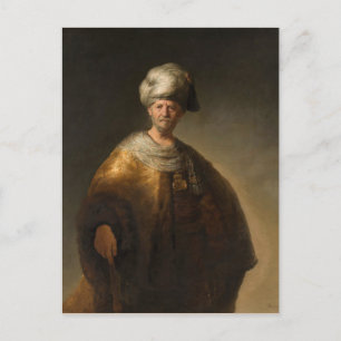 Postal Hombre con traje oriental, por Rembrandt van Rijn