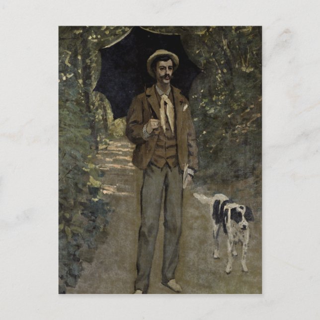 Postal Hombre con un paraguas, c.1868-69 de Claude Monet (Anverso)