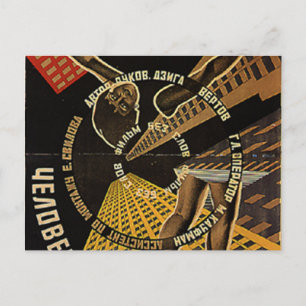 Postal Hombre con un Poster de cámara de cine