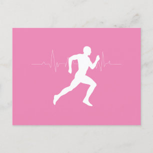 Postal Hombre corriendo una silueta sobre fondo rosado