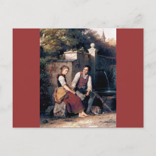 Postal Hombre de amor mediterráneo pintando romántico