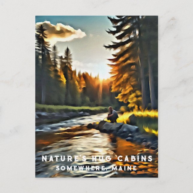 Postal *~* Hombre de arte Pesca Corriente Natural AP49 (Anverso)