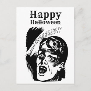 Postal Hombre de cómic retro gritando texto personalizado
