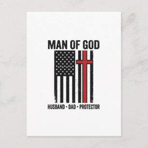 Postal Hombre de Dios Diseño de Camiseta Cristiana Cruz P