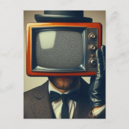 Postal Hombre de época con un televisor en la cabeza