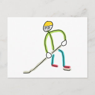 Postal Hombre de hockey sobre hielo con palo