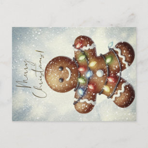 Postal Hombre de Jengibre Invierno Navidad