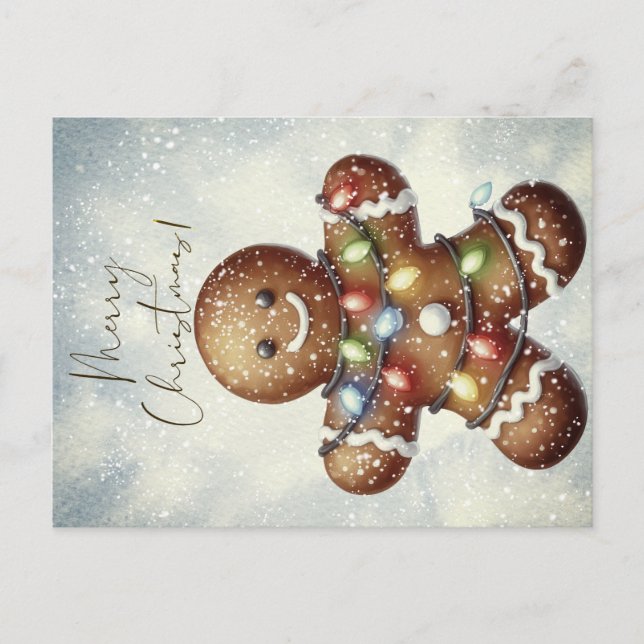 Postal Hombre de Jengibre Invierno Navidad (Anverso)