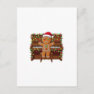 Postal Hombre de jengibre tocando piano divertido Xmas va