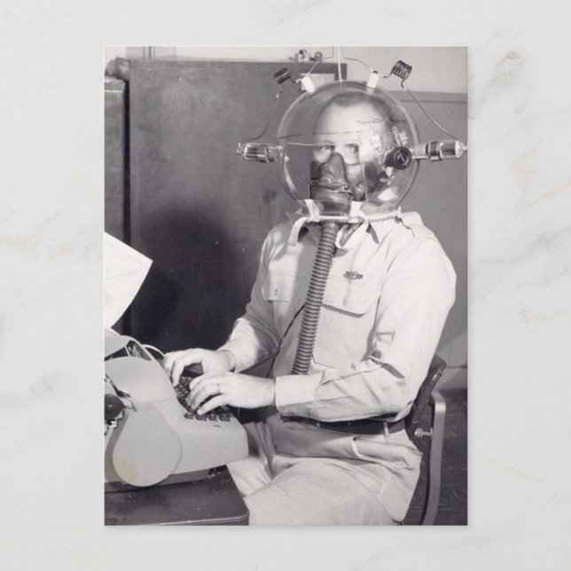 Postal Hombre de máscara de gas retro (Anverso)