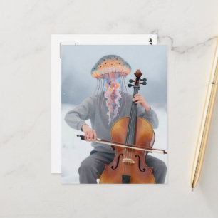 Postal Hombre de medusa tonta haciendo música