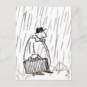 Postal Hombre de negocios de dibujos animados con maletín