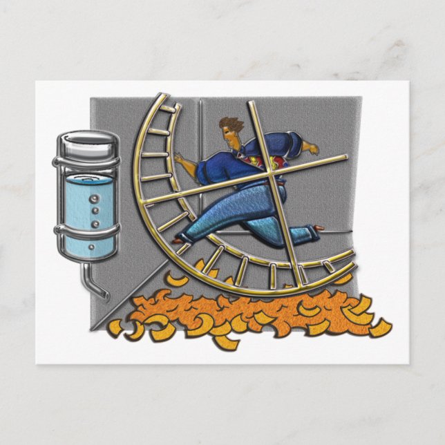 Postal Hombre de negocios en la rueda de hámster Postcard (Anverso)