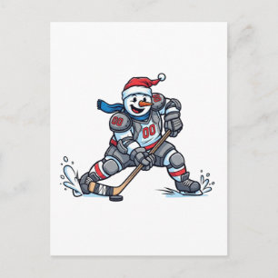 Postal Hombre de nieve Hockey sobre hielo Navidad 2026 De