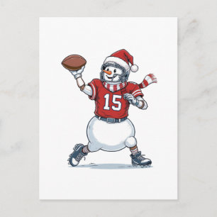 Postal Hombre de nieve jugador de fútbol Navidad 2026 Fie