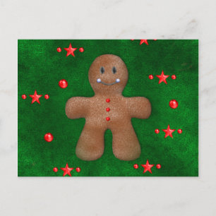 Postal Hombre de pan de jengibre en verde